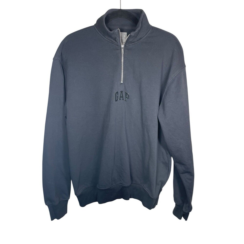 Gap Men's‎ VintageSoft Arch Logo 1/4 Zip  Moonless Night Black Size Medium